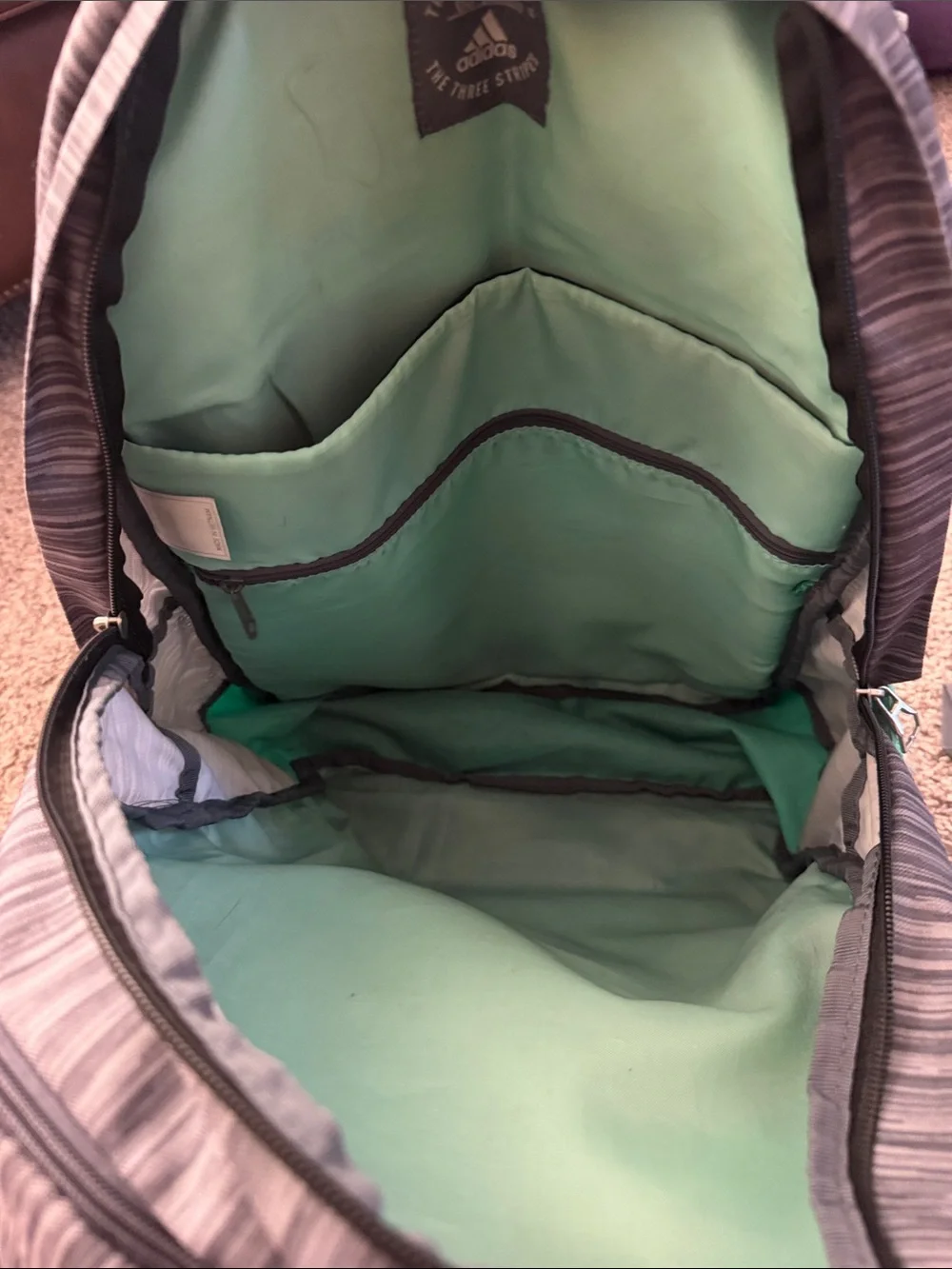 adidas Gray Striped Backpack